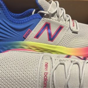 New Balance Kids Shoes in Gray with Rainbow Accents